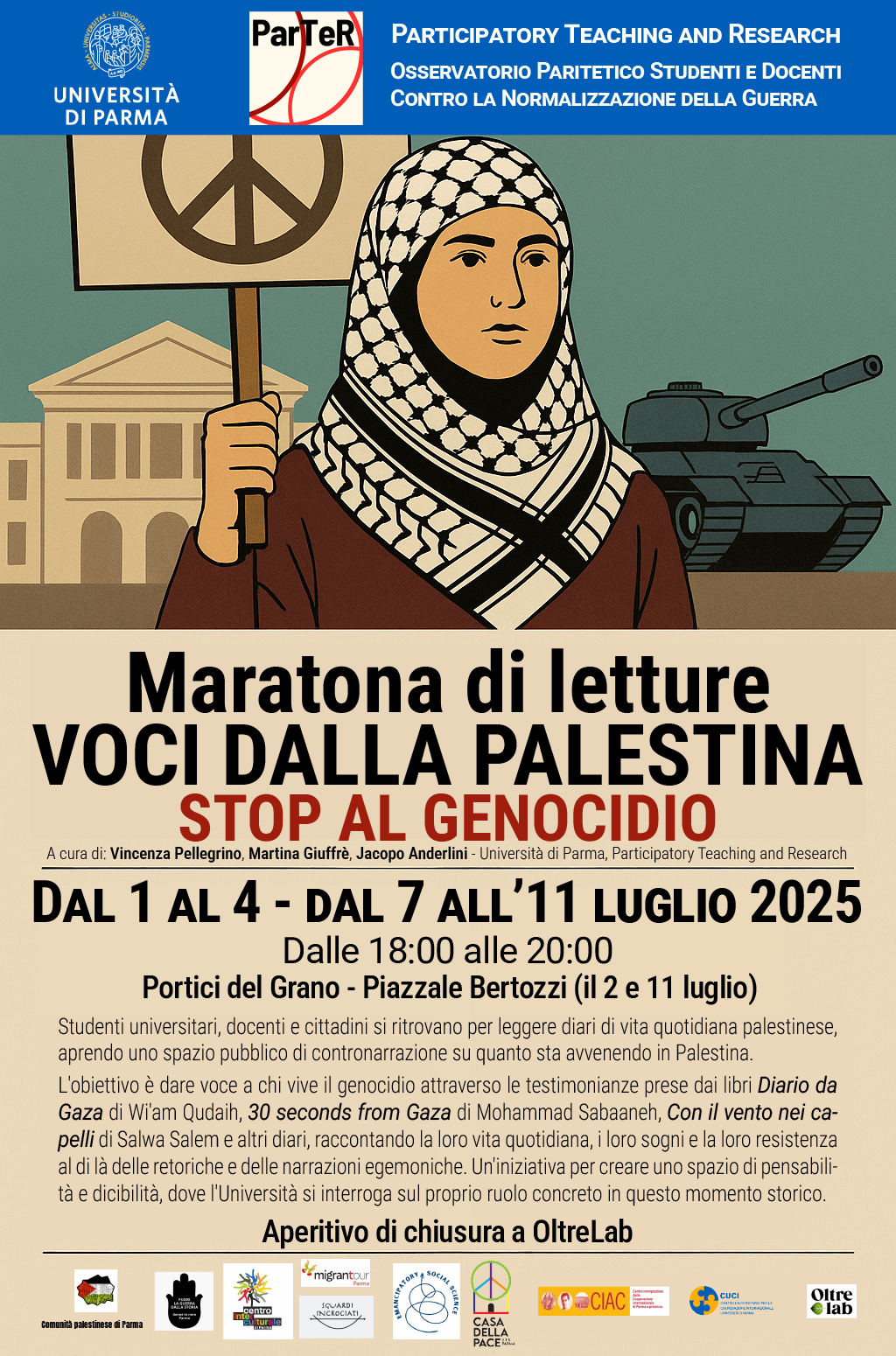 Maratona di letture Voci dalla Palestina. Stop al genocidio.
